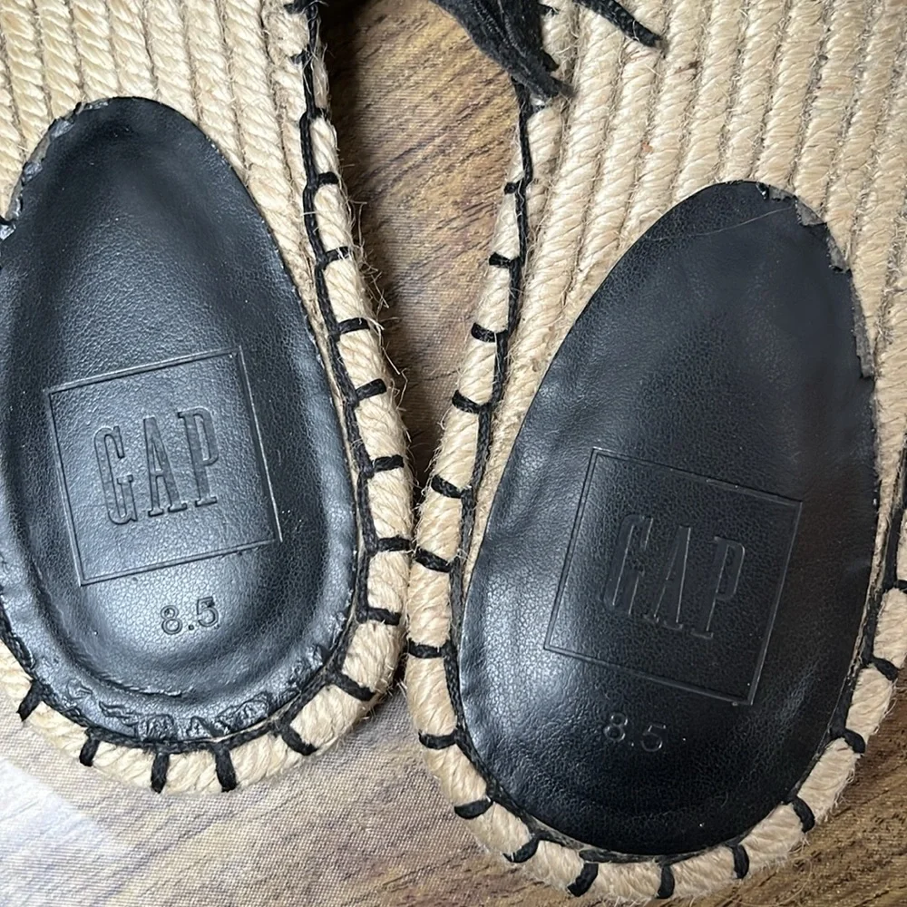 Gap Black Calf Hair Espadrille Slide-On Mules Size 8.5